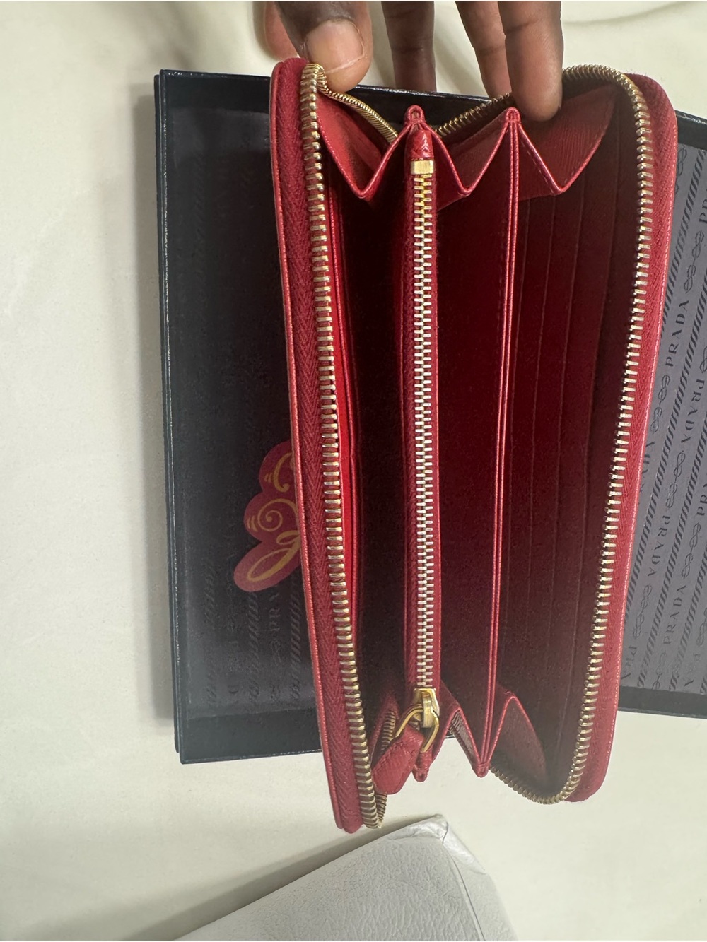 Prada Red Saffiano Leather Wallet Box - Picture 3 of 7
